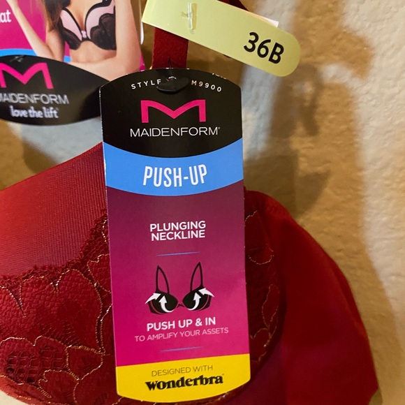 💥 SALE NWT Push-Up and In Push-up Bra In Deep Red - Picture 5 of 6